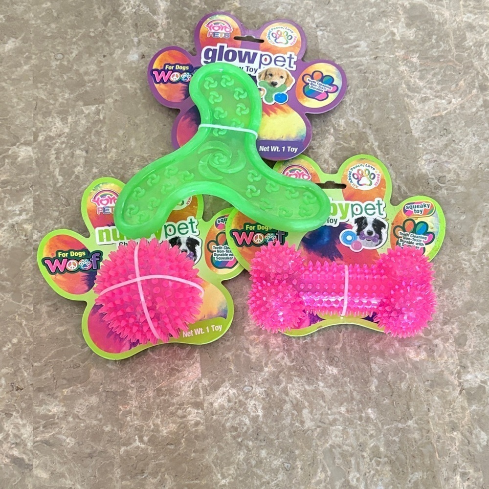 Glow Pet Green and Pink Dog Toy Set